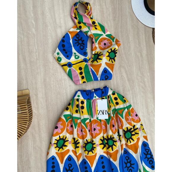 RARE!!! ZARA BLOGGER FAVE!!! Co-Ord Set Crop Top and A-Line Midi Skirt NWT - Picture 16 of 16